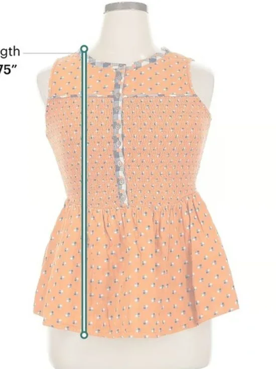 NWOT ModCloth Orange & Blue Floral Peplum Sleeveless Top 1X - Picture 2 of 8